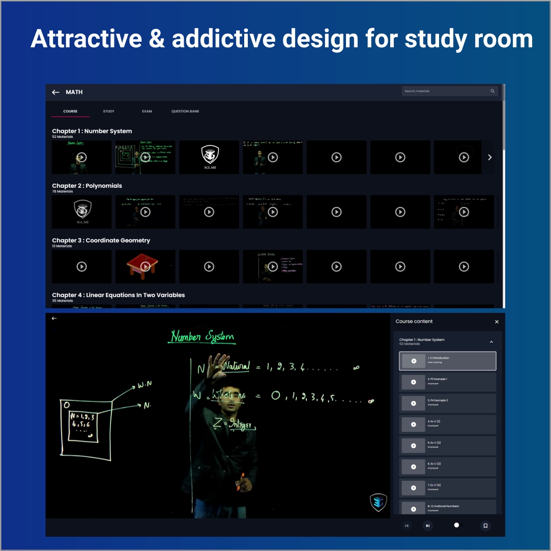 e-khool LMS software enlighten the study room with attractive and addictive deign.