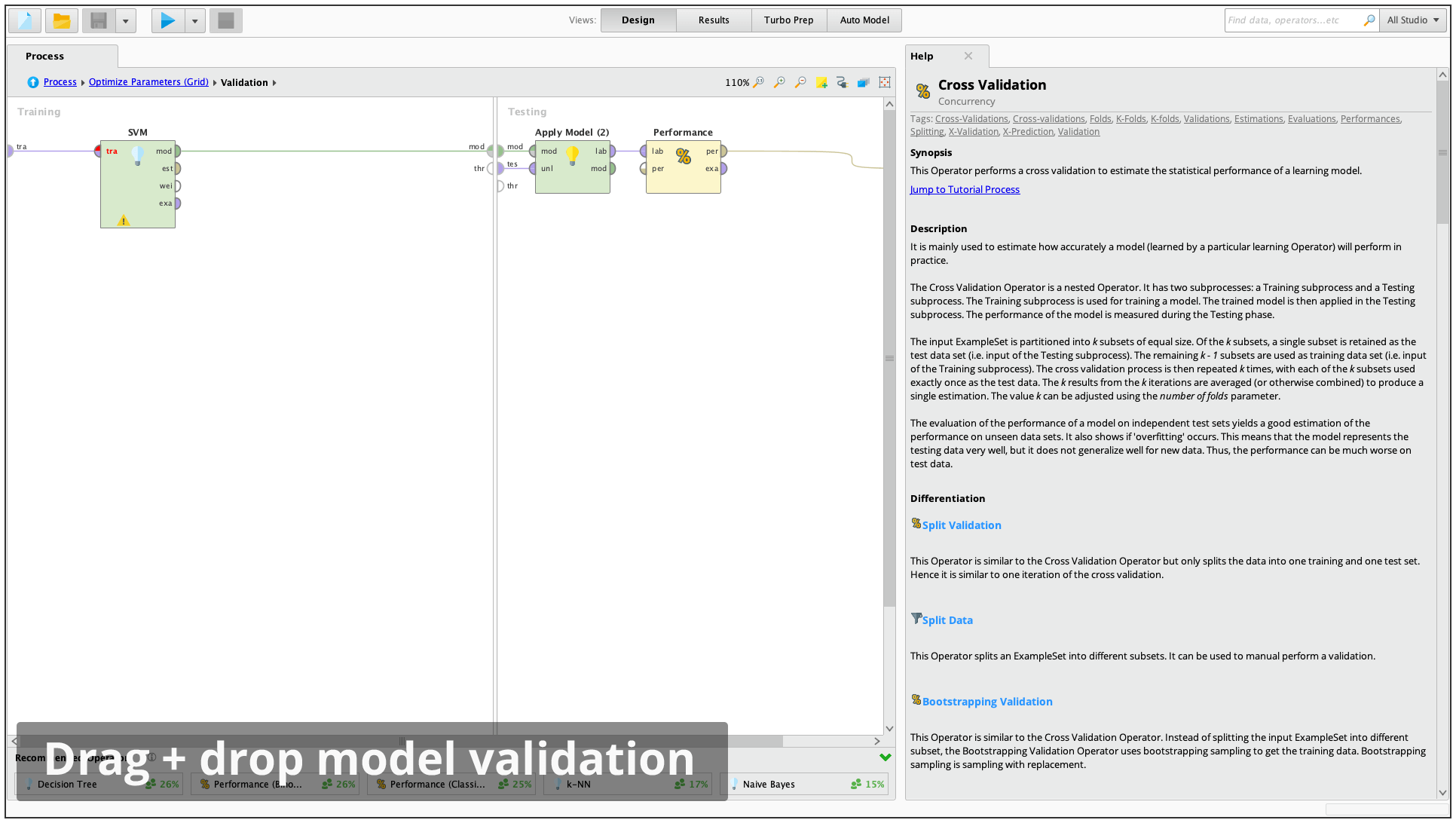 RapidMiner model validation screenshot