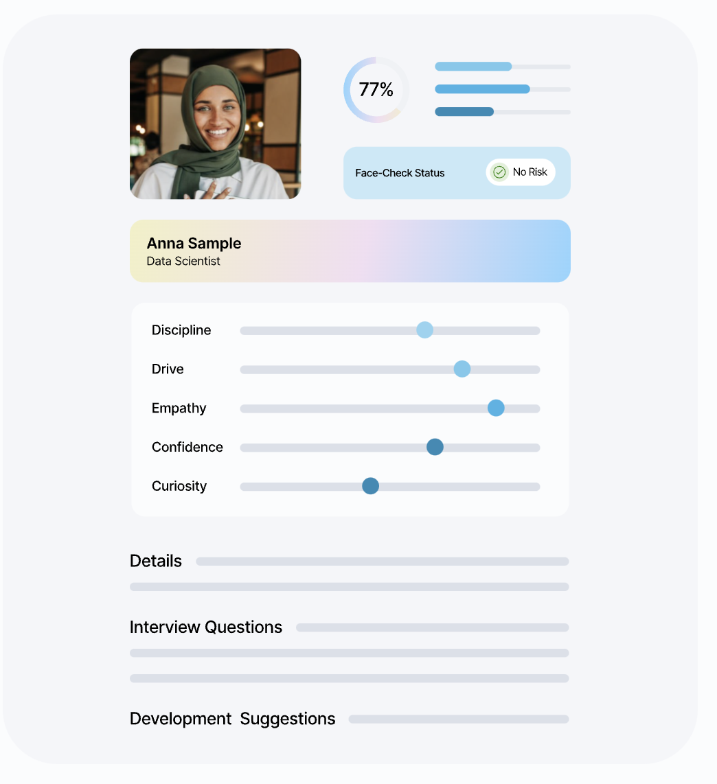Nartio screenshot: Nartio reports with insights on soft skills