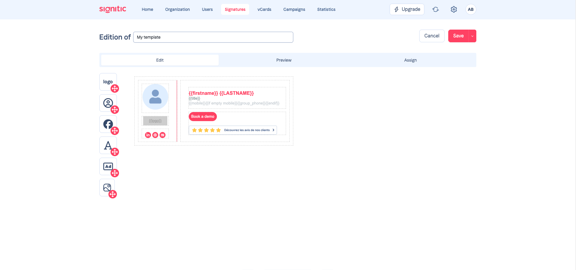 Signitic Software - Add your first signature template that will match your account data. - thumbnail