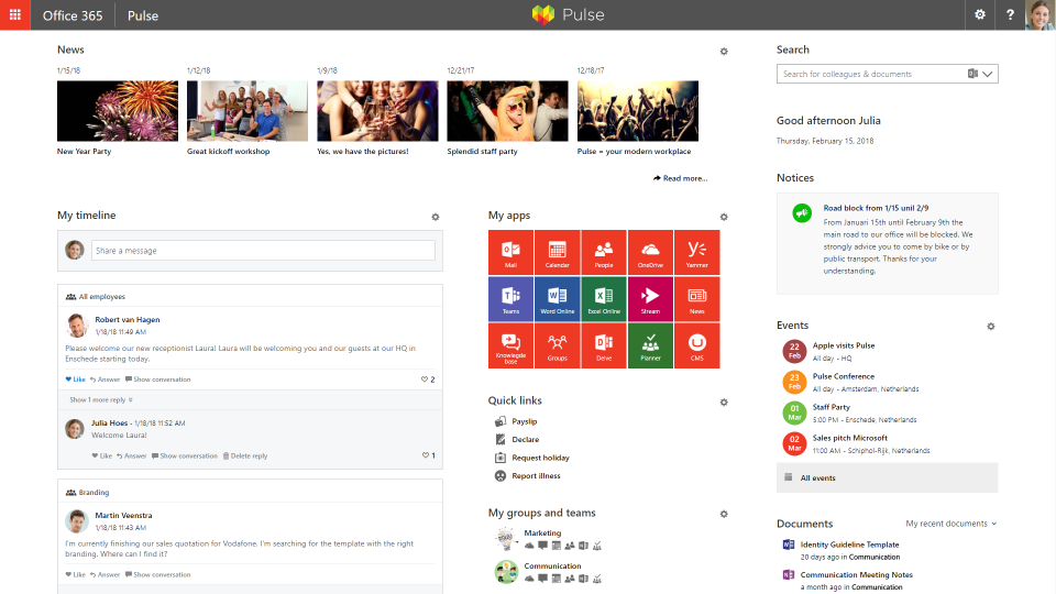Synigo Pulse Workspace intranet