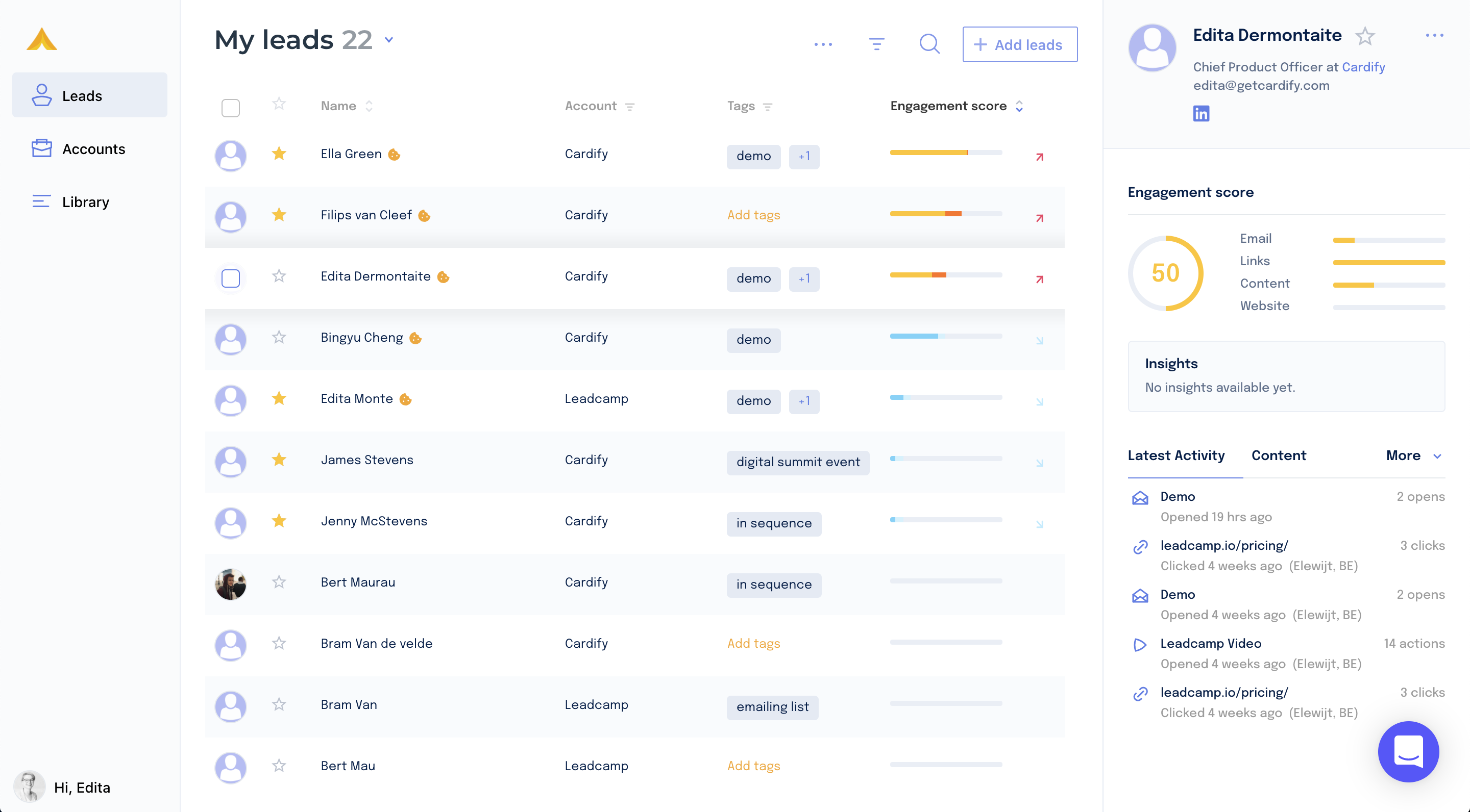 Finally, all your prospect data, content and in-depth analytics are now accessible from the same place. Make the most of your existing pipeline, and maximize closing rates with our Lead Engagement Platform.-thumb