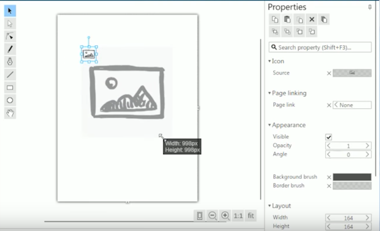 NinjaMock Software - Users can resize and recolor the embedded icons in NinjaMock