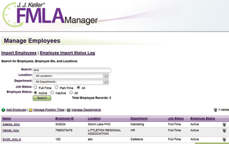 J. J. Keller FMLA Manager manage employees
