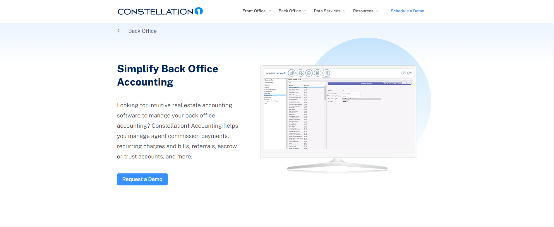 Constellation1 Accounting Landing Page
