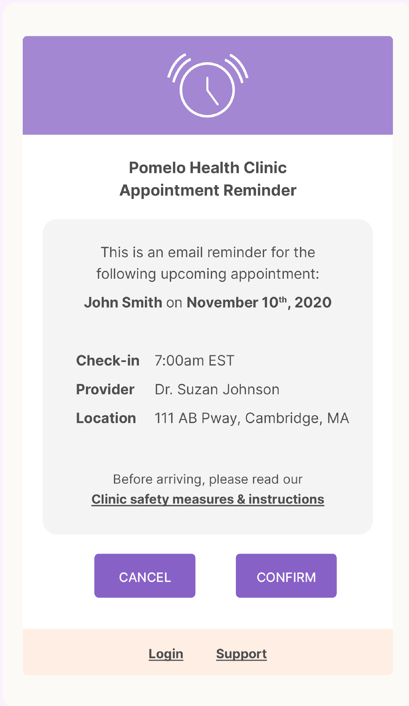 Pomelo Health appointment reminder
