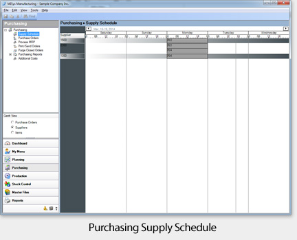 MISys Manufacturing purchase supply schedule