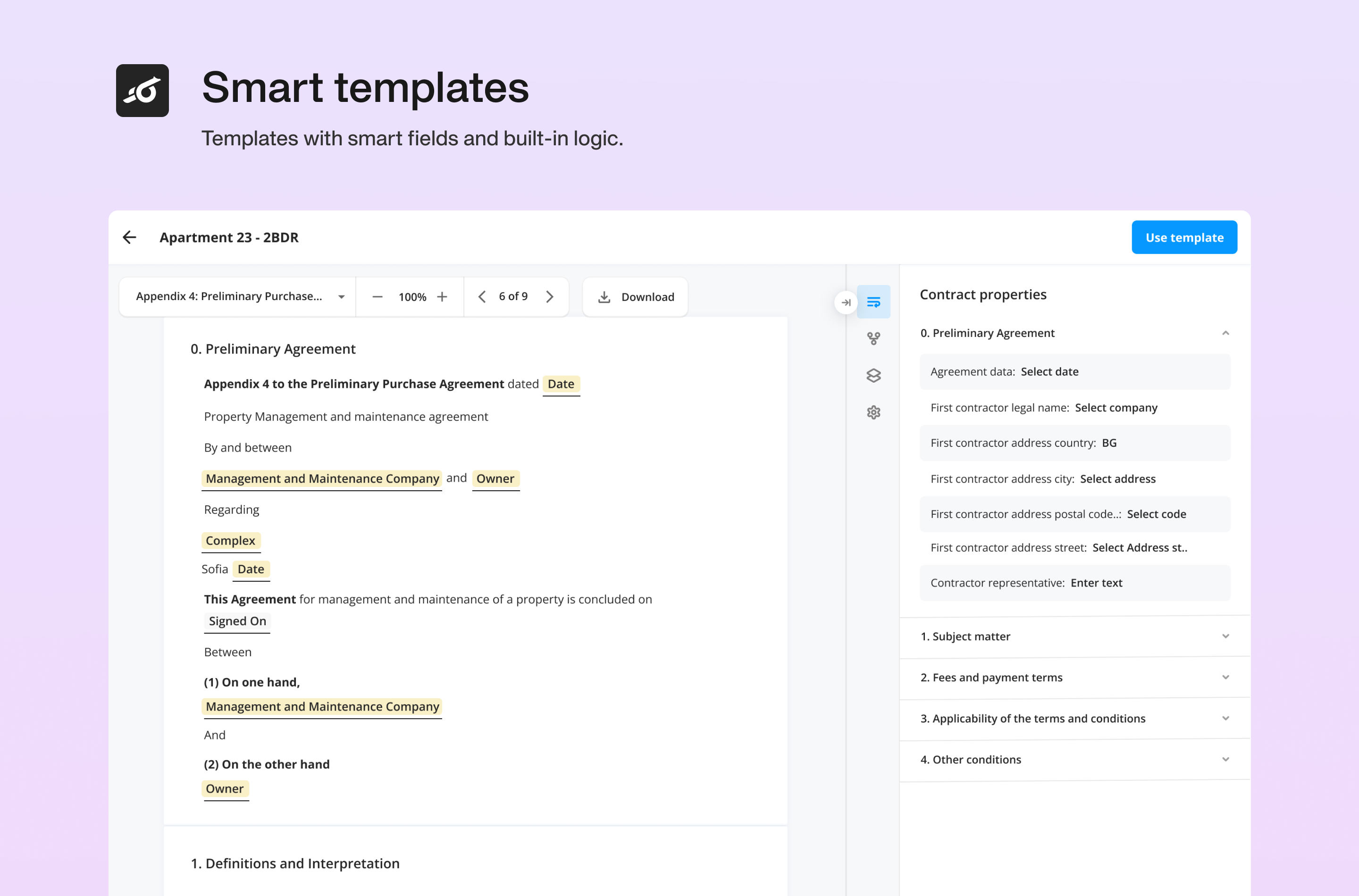 Programmatic screenshot: AI templates that write themselves, stay up to date, and kick off workflows the moment they’re signed.