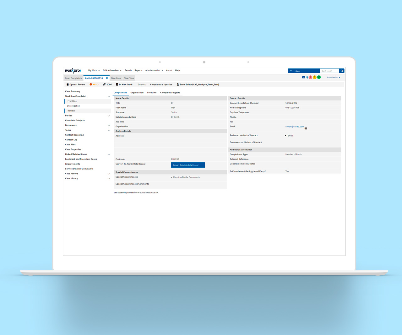 Workpro Complaints Management System Software - Workpro Complaint Details