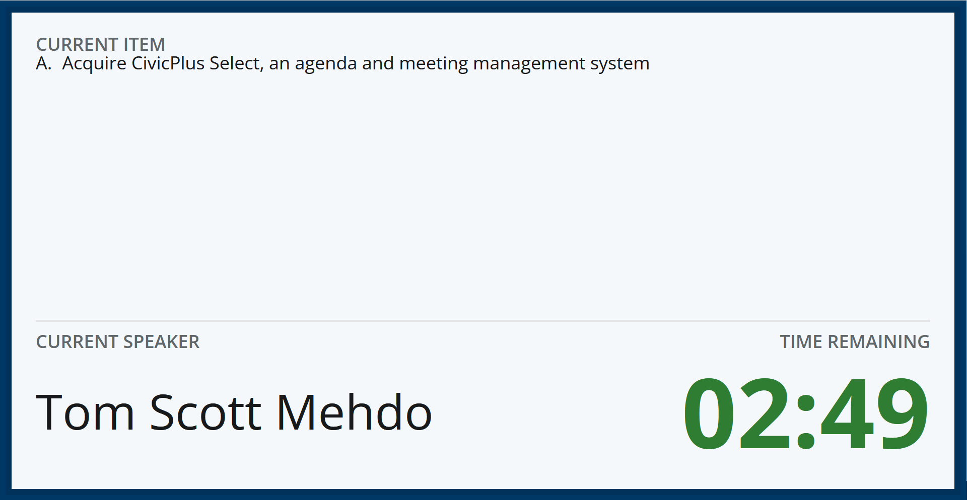 CivicPlus Agenda & Meeting Management Software - Current Speaker Time