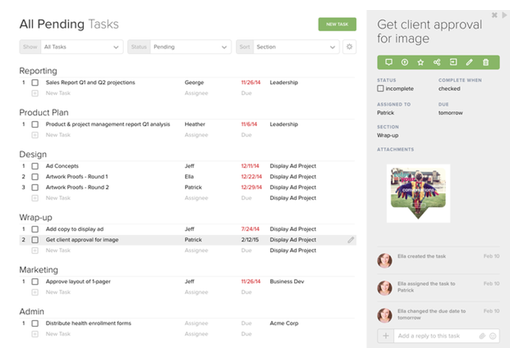 View all pending tasks in Glip