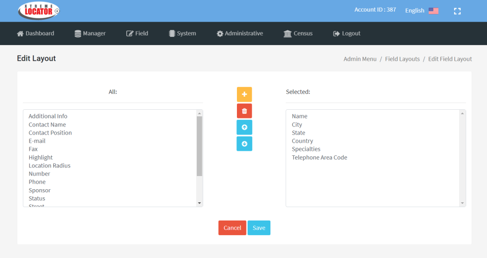 Xtreme Locator screenshot: Xtreme Locator Assign Fields