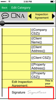 Palm-Tech Home Inspection Software Software - Palm-Tech home inspection signature capture screenshot