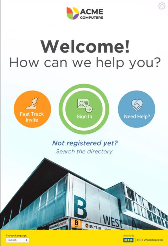 HID Visitor Management Solutions Software - WorkforceID Visitor Manager tablet sign-in kiosk