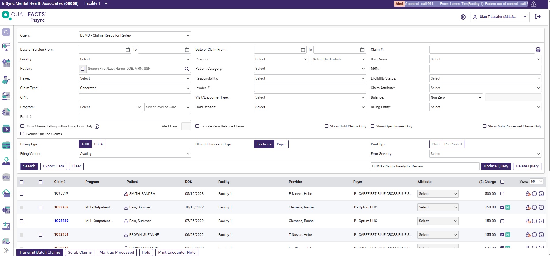 Qualifacts Insync Software - Qualifacts InSync Claims Processing streamlines billing with automated tools for submitting, tracking, and managing claims. Reduce denials, speed up reimbursements, and stay on top of payer requirements—all from one integrated EHR platform. - thumbnail
