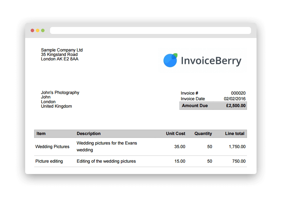 Sample invoice