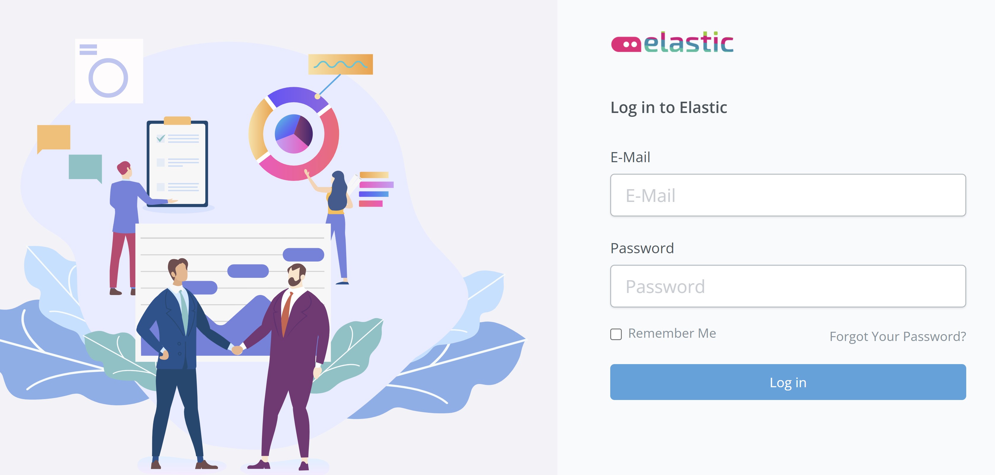elastic screenshot: elastic login page