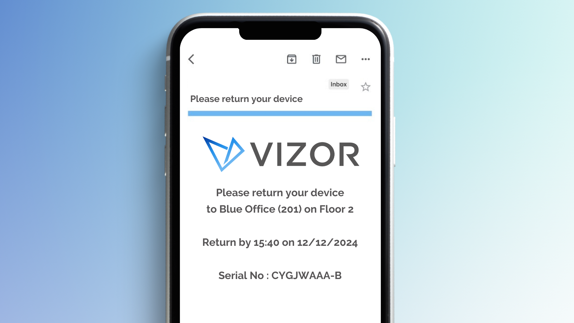 VIZOR IT Asset Management Software - Automated Email Notifications and Reminders