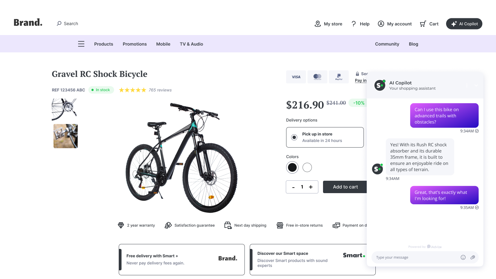 iAdvize screenshot: iAdvize product information