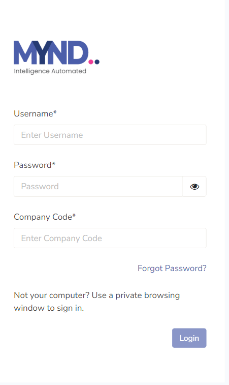 MyndAPX screenshot: User Authenticate Page