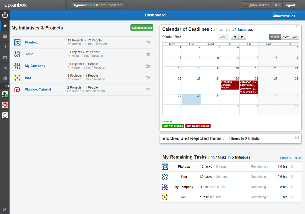 Planbox Work Dashboard