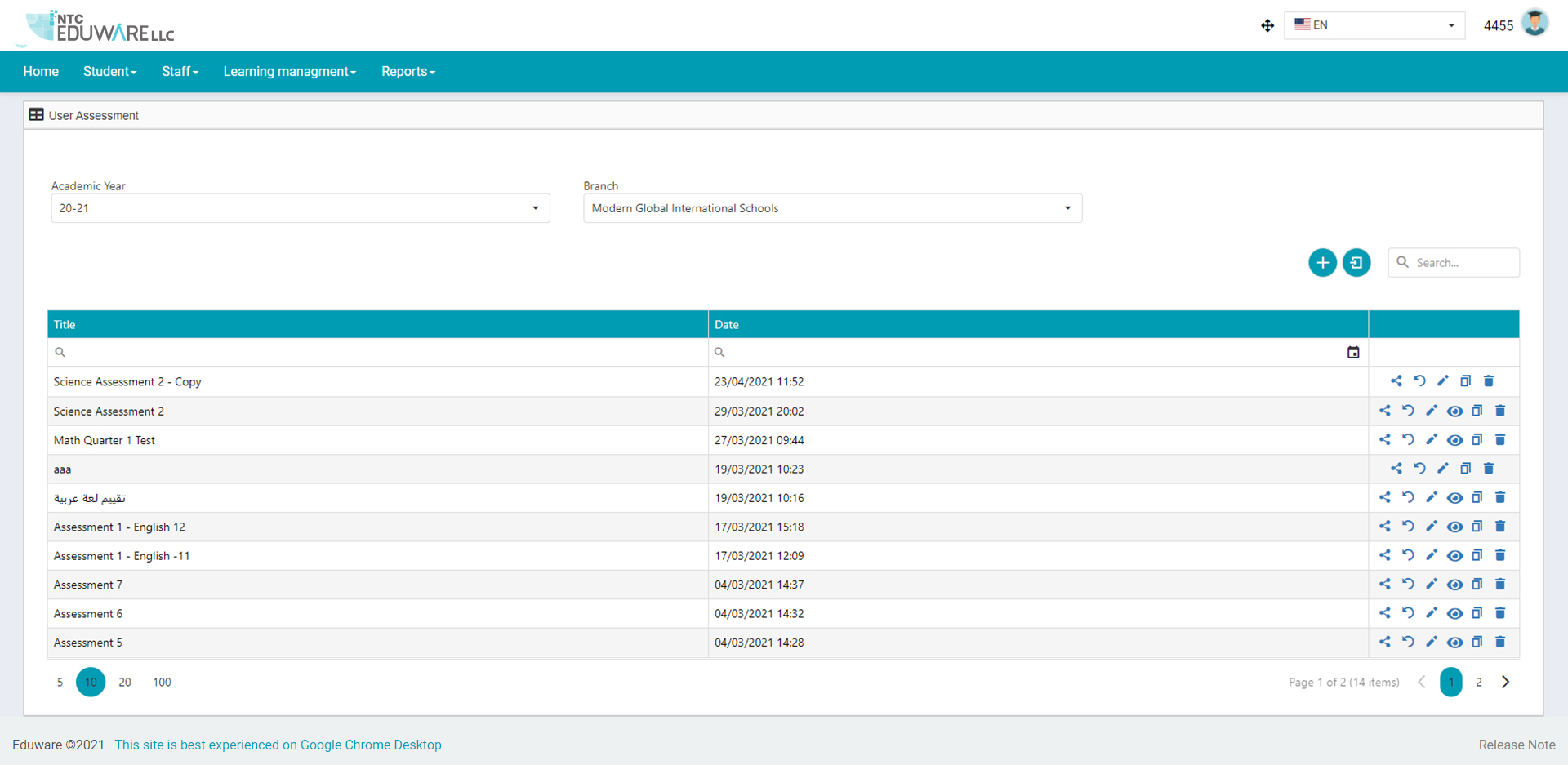NTC Eduware School Information System screenshot: NTC Eduware School Information System user assessment