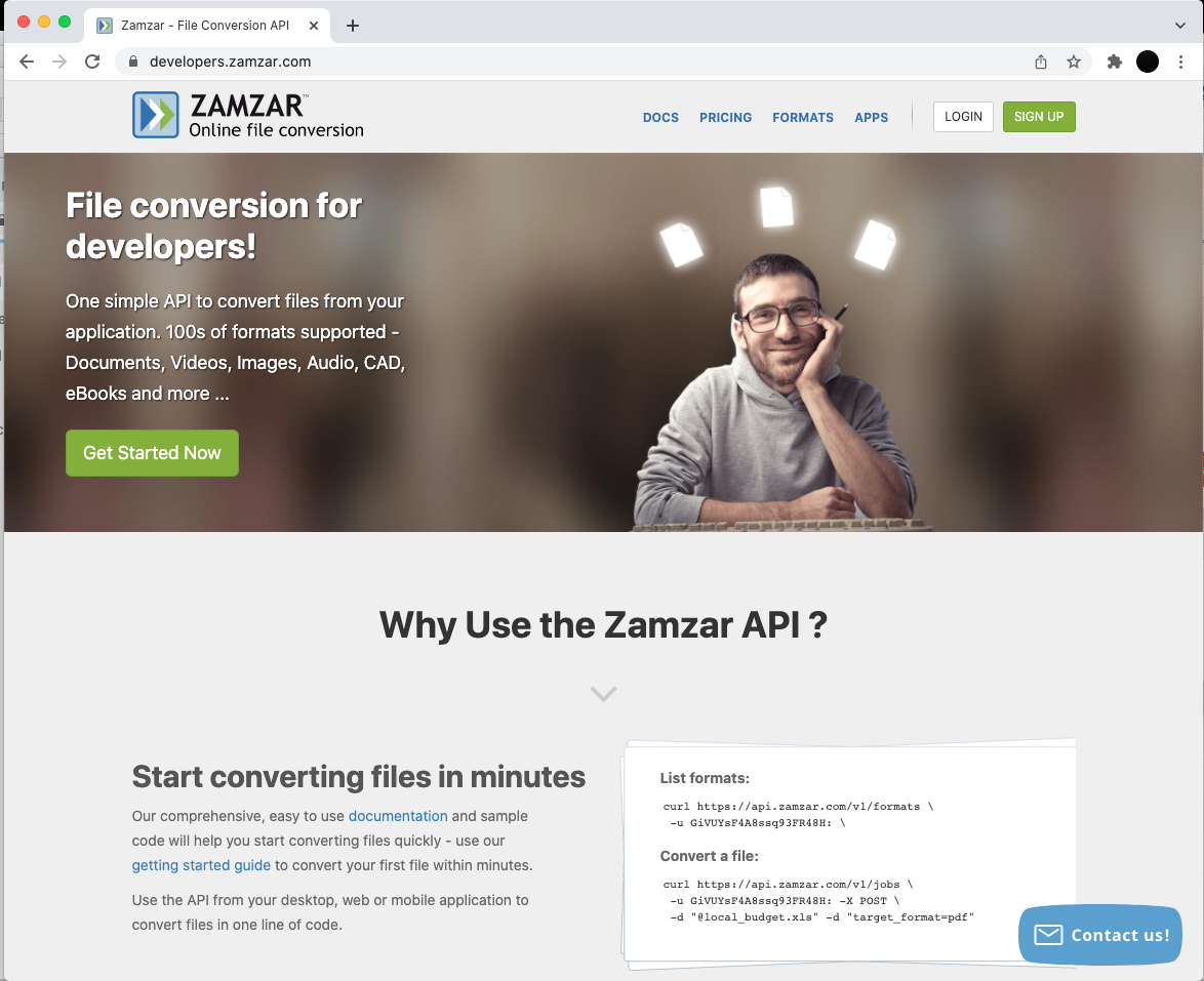 Zamzar File Conversion API - Homepage