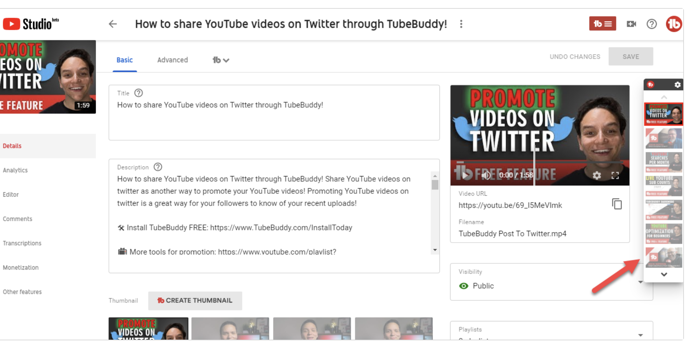 TubeBuddy share videos