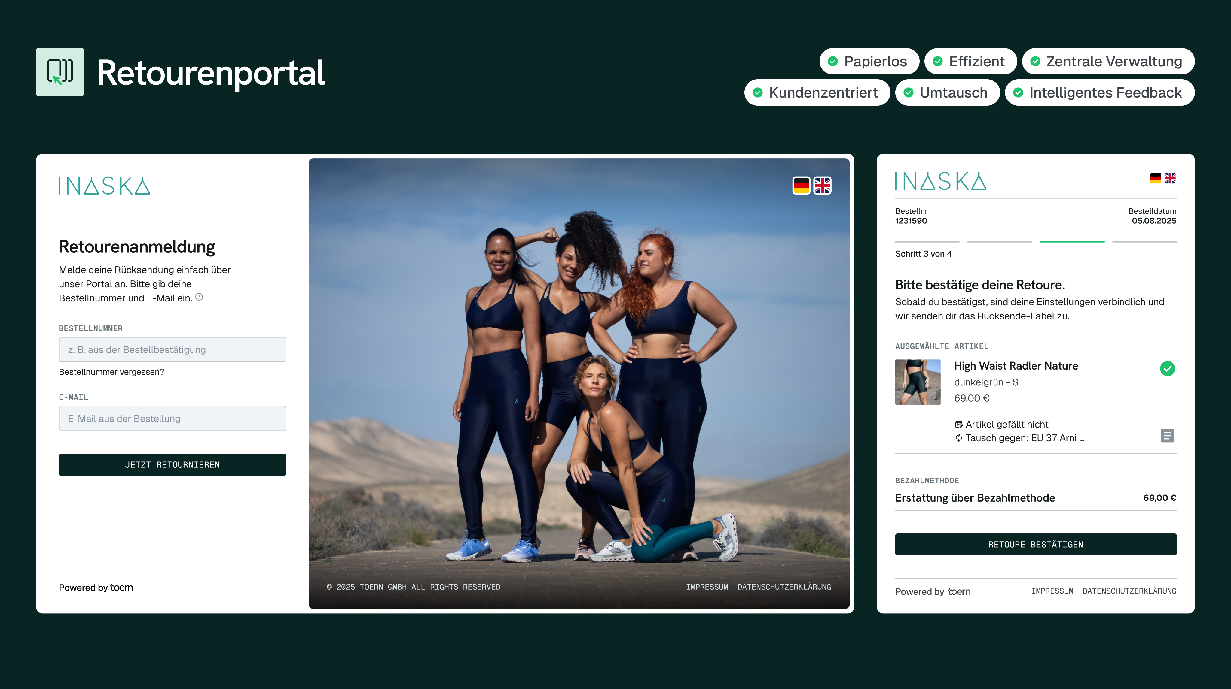 toern screenshot: Retourenportal