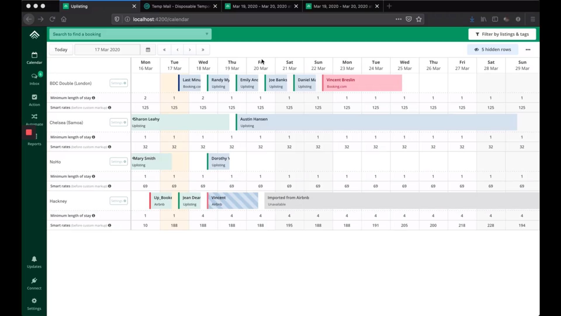 Uplisting calendar