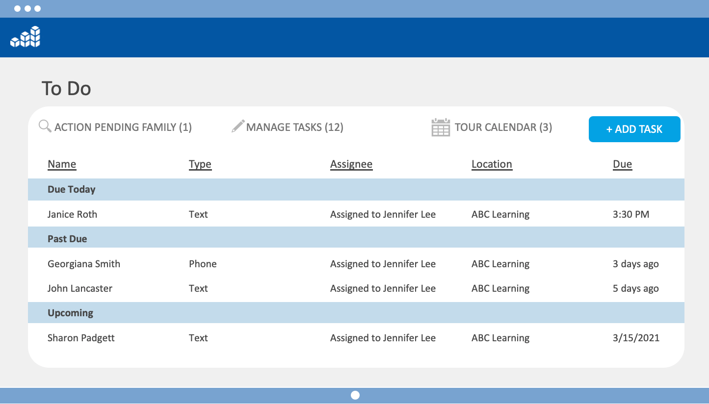 ChildcareCRM Software - ChildcareCRM Task Management