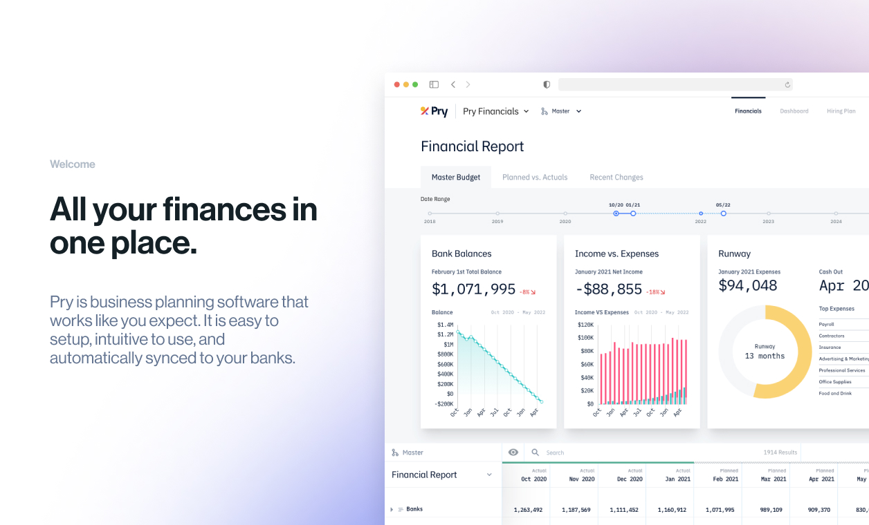 Pry screenshot: All your finances in one place.