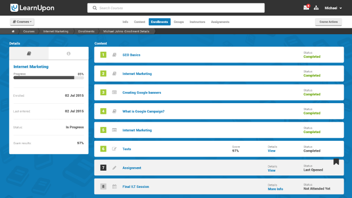 LearnUpon Software - Drag and drop content in any order to configure the learner experience