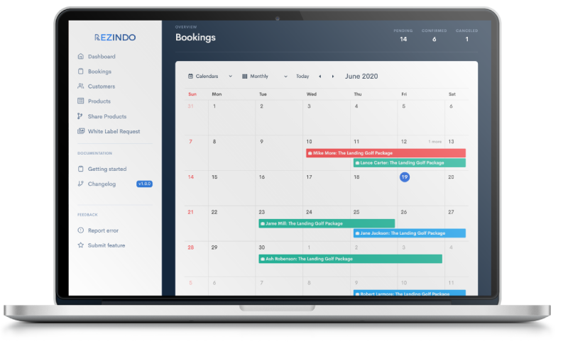 Incoming Booking on an easy to use calendar