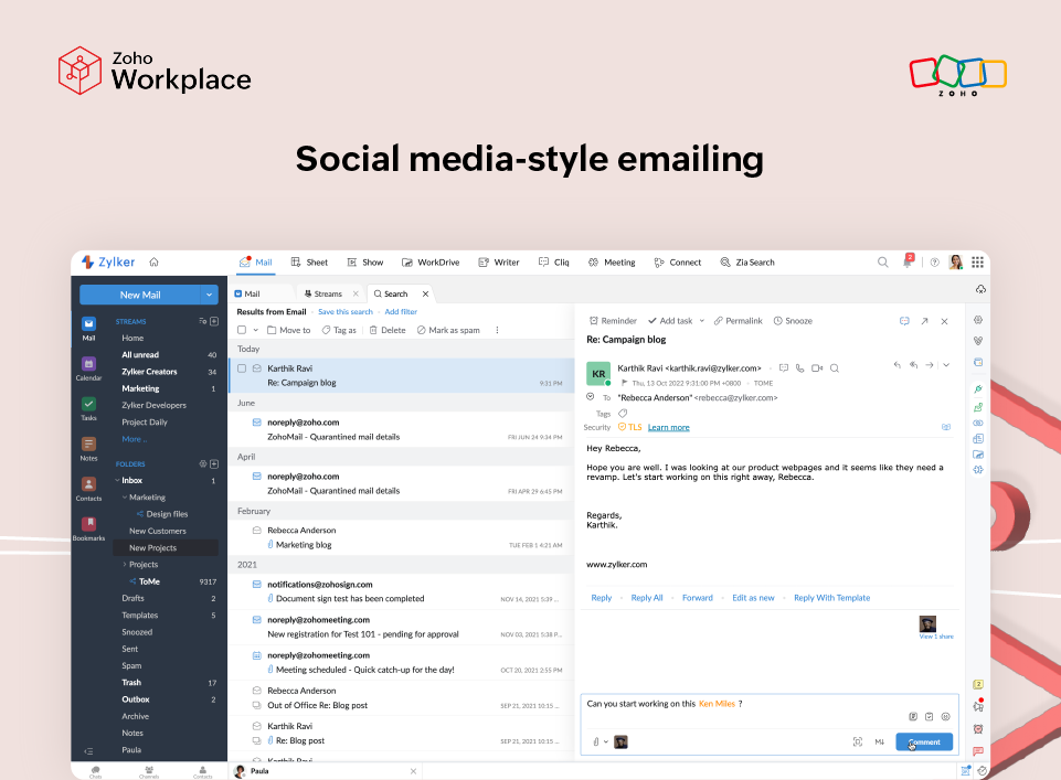 Social media-style emailing