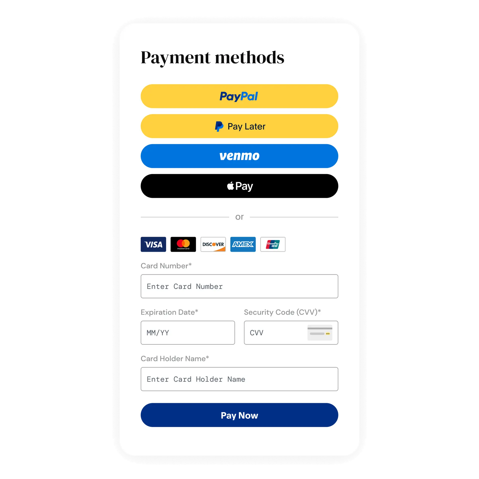 PayPal Checkout screenshot: PayPal Checkout payment methods