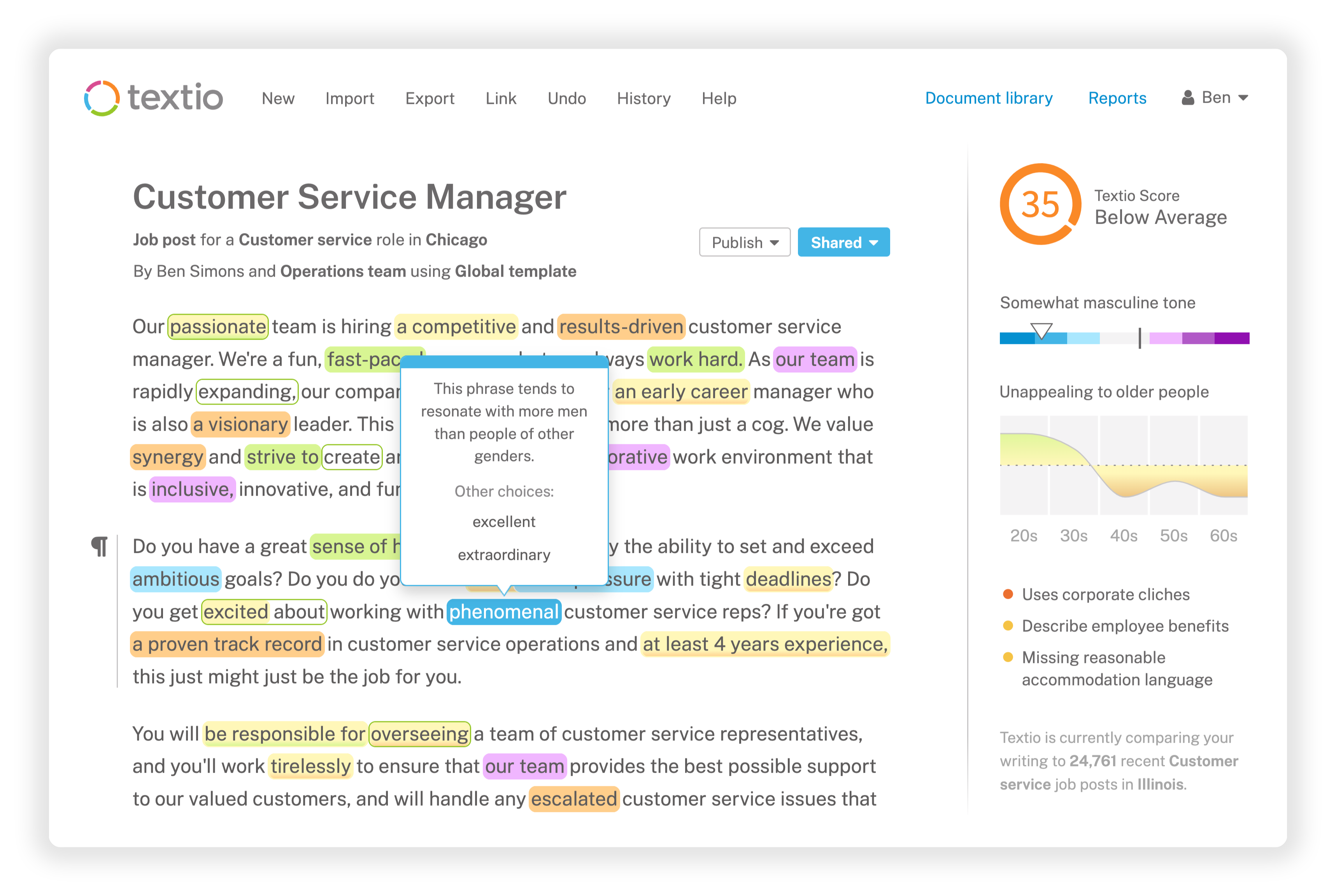 Textio Software - Textio document check