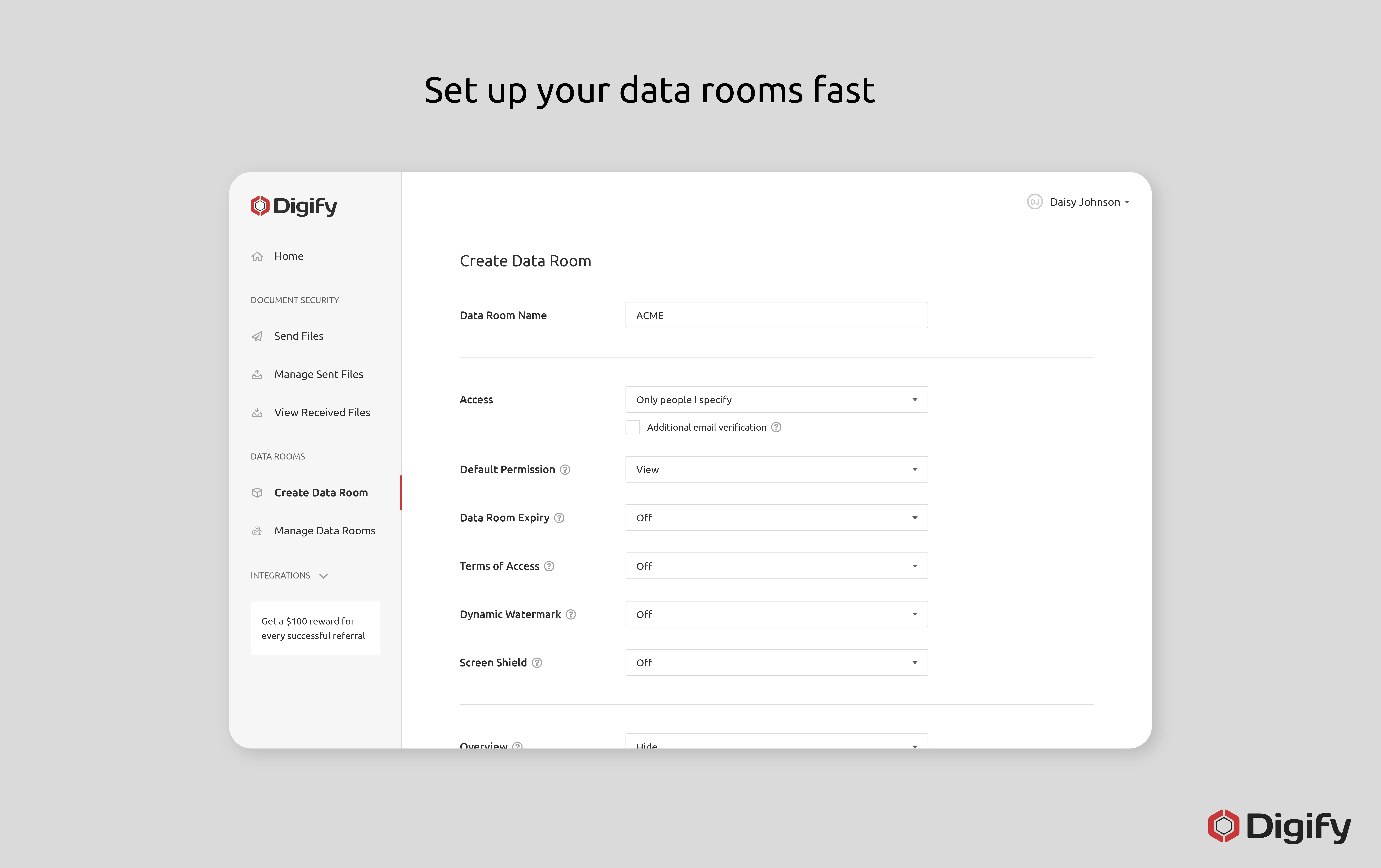Easily Create Your Data Room In Minutes