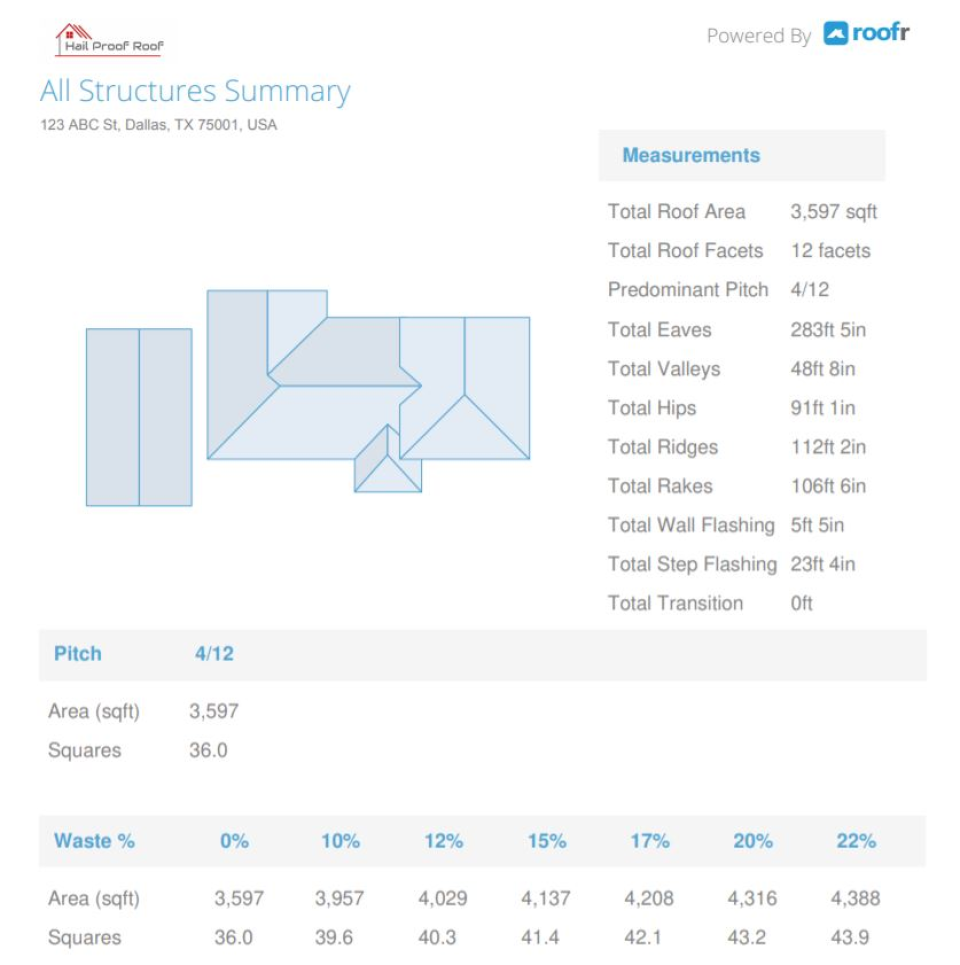 Roofr Software - Roof Report Summary Page