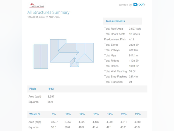 Roofr Software - Roof Report Summary Page