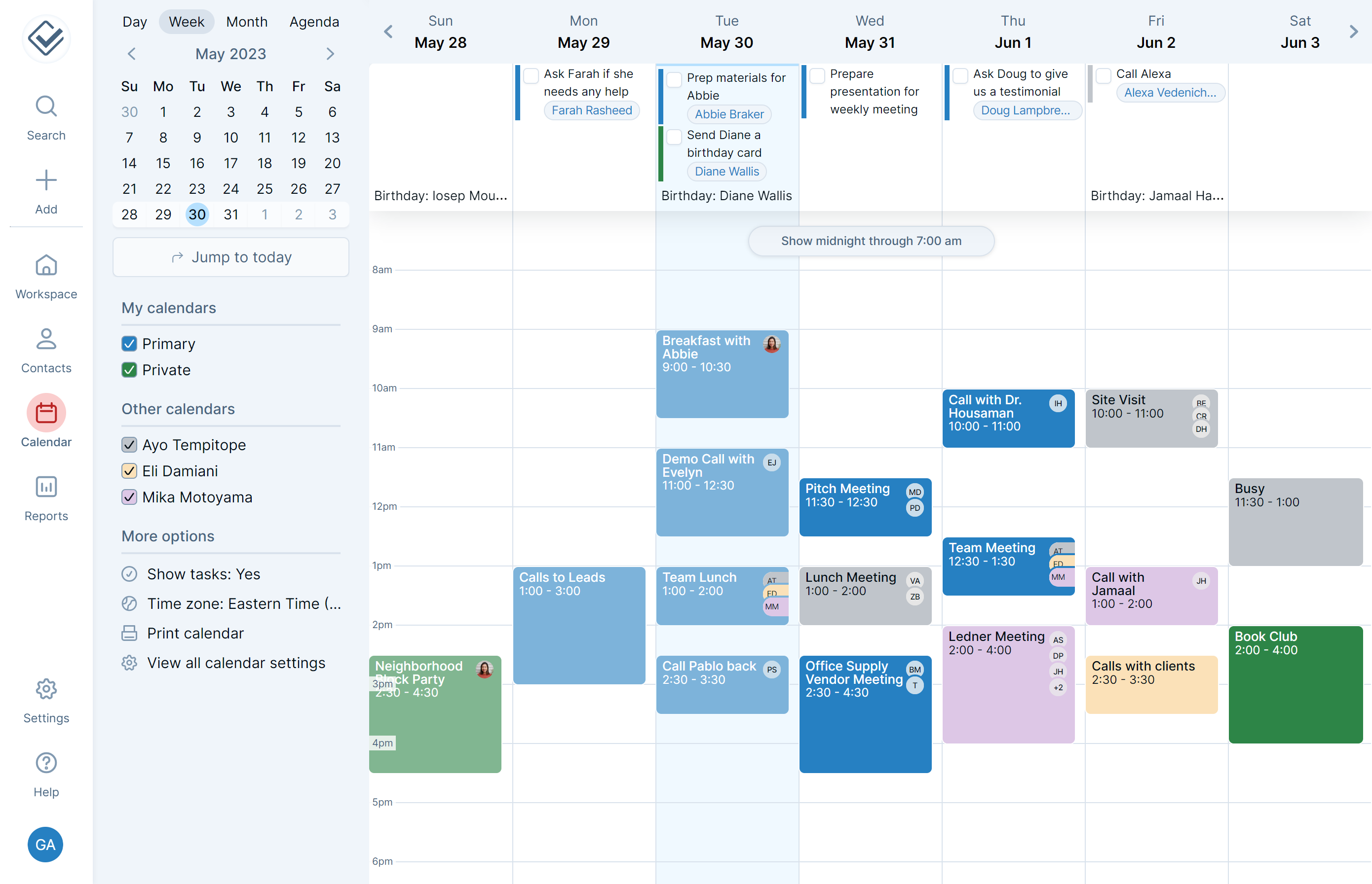 Calendar - private, shared, team calendars allow you to delegate tasks and events to one another, collaborate, and see what everyone is working on. Integrates with your Google and Outlook calendars.