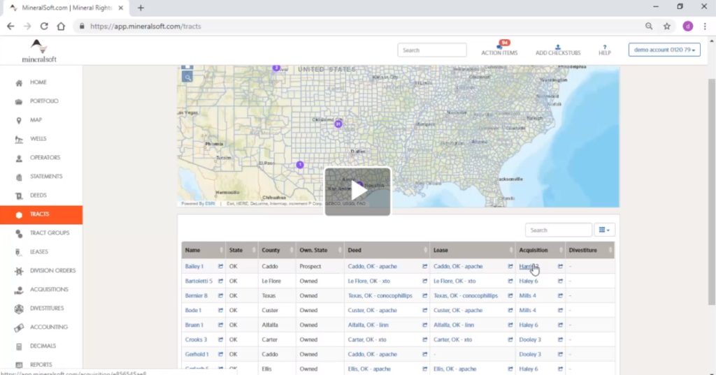 Enverus MineralSoft screenshot: MineralSoft mapping tool