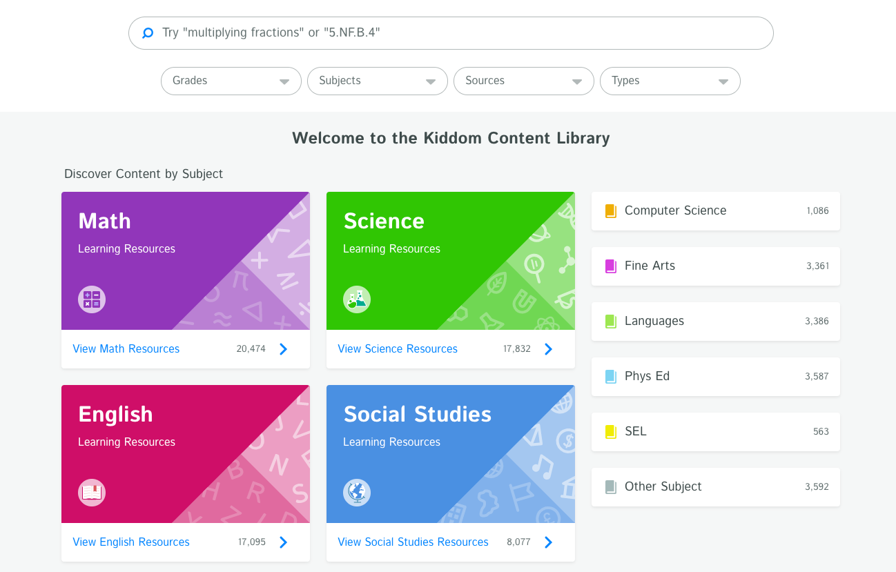 Teachers save time on lesson planning with access to our content library of over 70,000+ standards-aligned resources (including content from CK-12, Newsela, LearnZillion, and more)