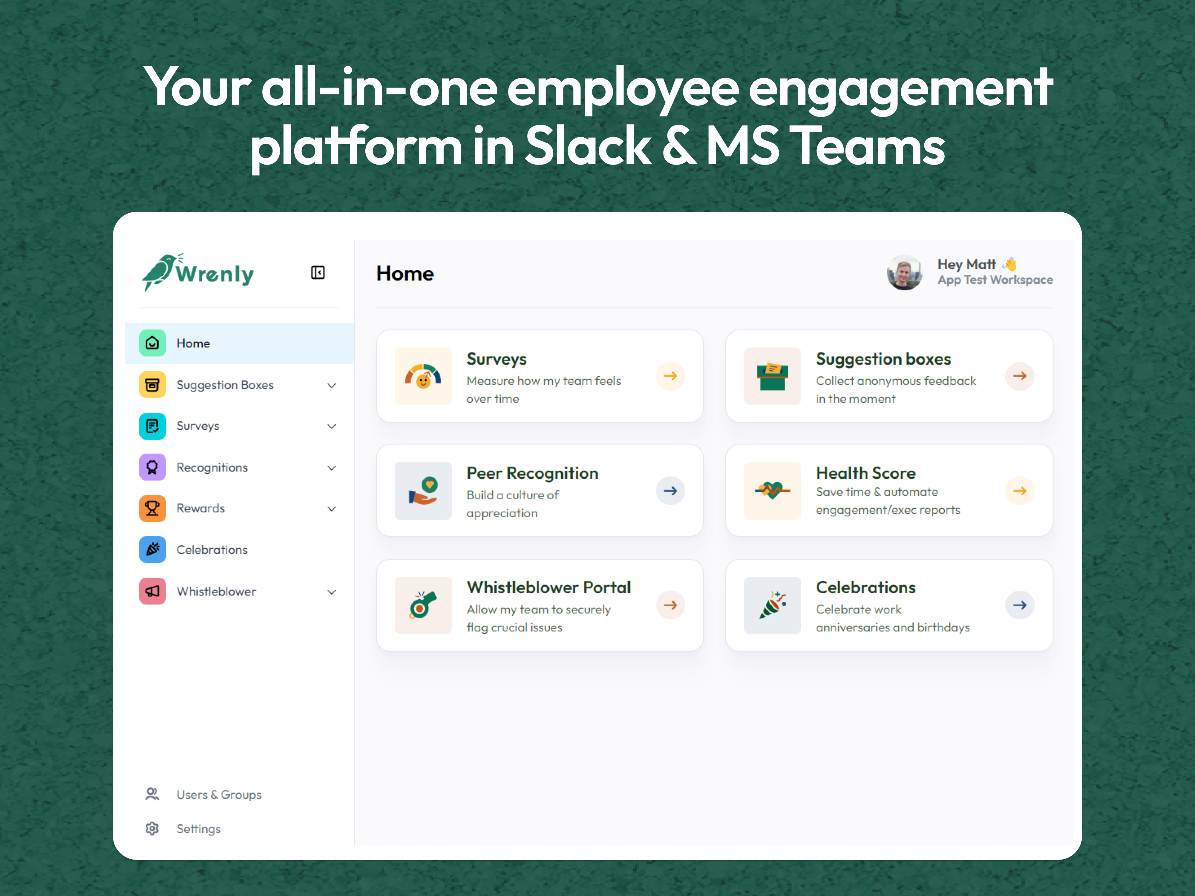 Your all-in-one employee engagement platform in Slack & MS Teams