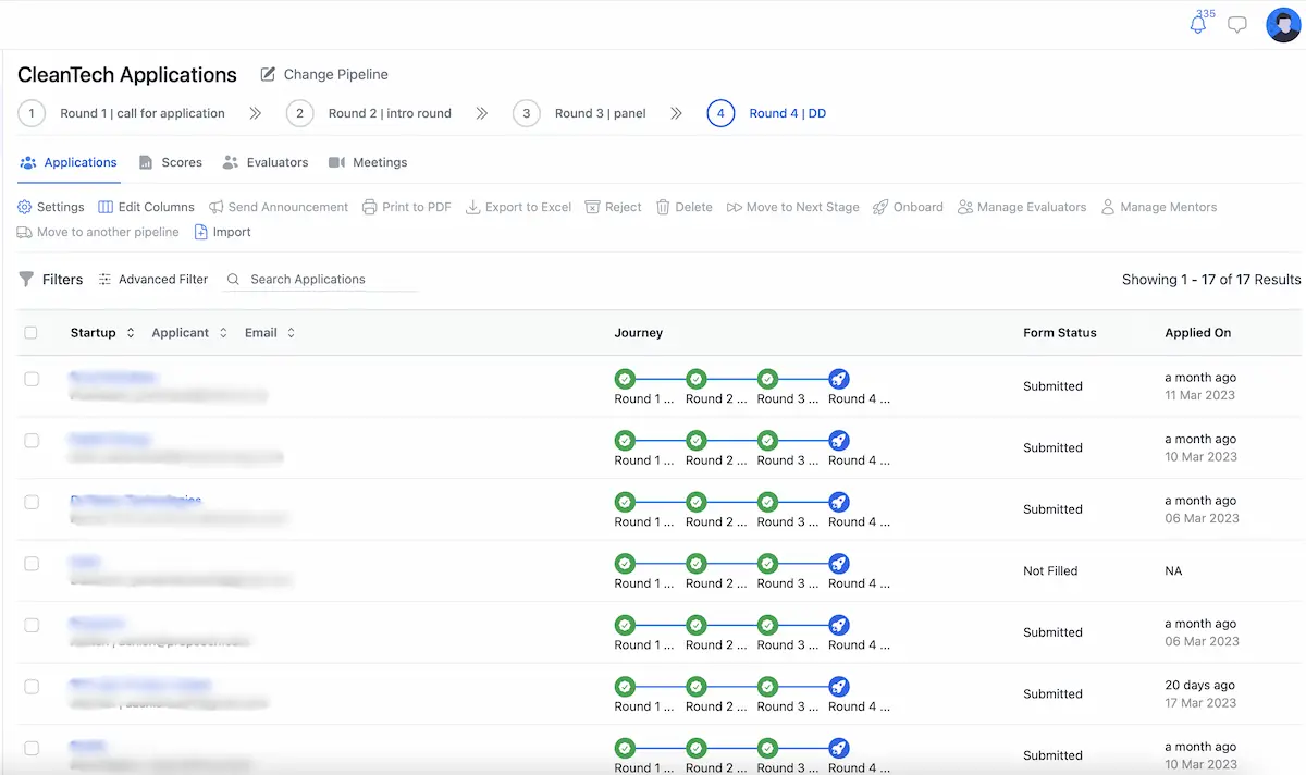 Accubate screenshot: Customize & fully automate your application and selection process by creating an application form, and setting up multiple rounds with evaluation criteria to evaluate the candidates.