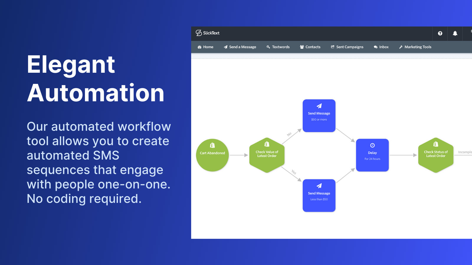 SlickText Software - Our automated workflow tool allows you to create SMS sequences that engage with people one-on-one. No coding required.