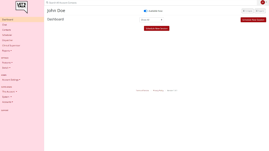 Let's Talk Interactive screenshot: Let's Talk Interactive user dashboard