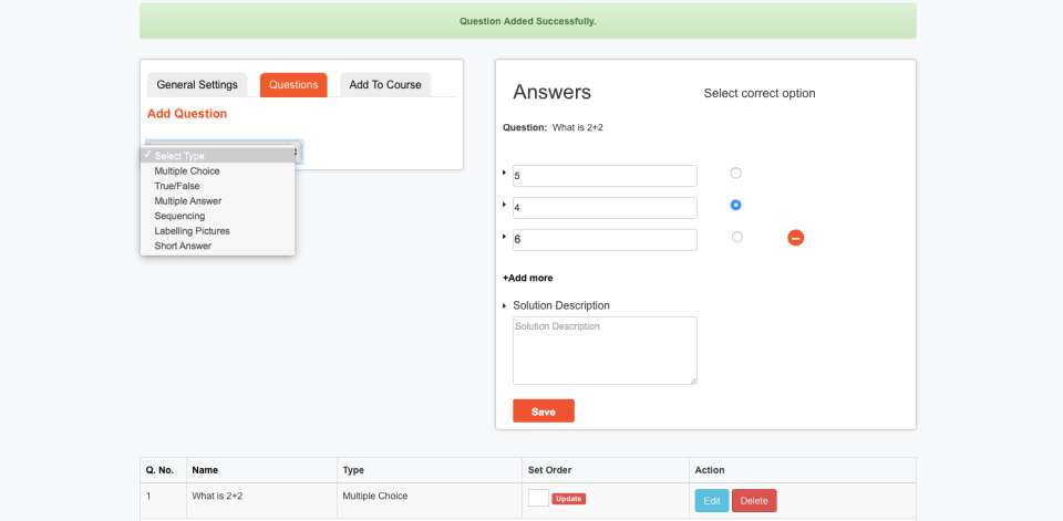 Aktiv Mind LMS Software - Custom quizzes can be created in Aktiv Mind LMS with a range of question types