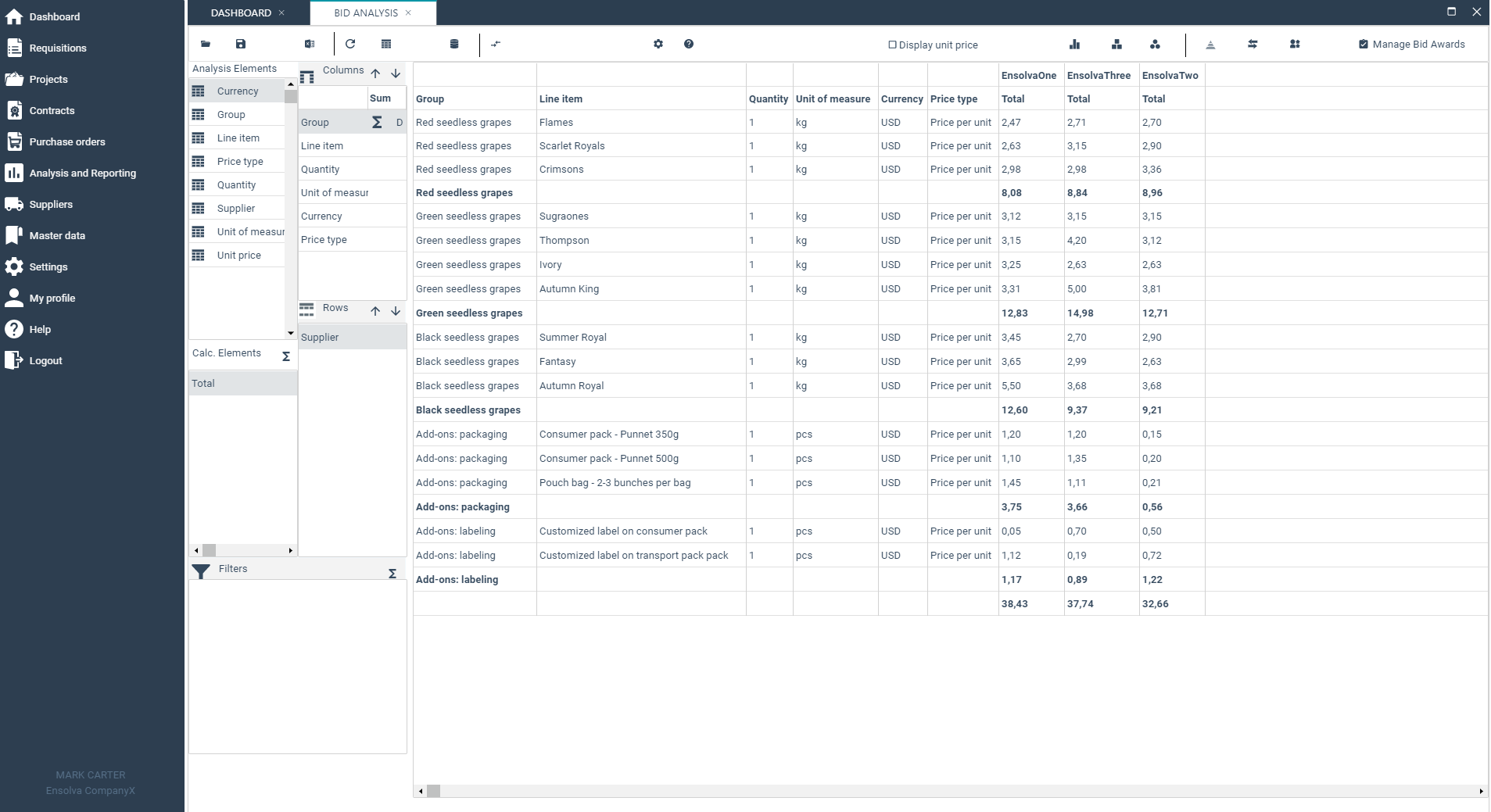 RFQ/RFP: define general parameters of the bidding process, create RFQ table, add line items, define specification for every material and purchase terms, attach documentation, catalog items selection, public and private call for bids, create RFI questions!-thumb