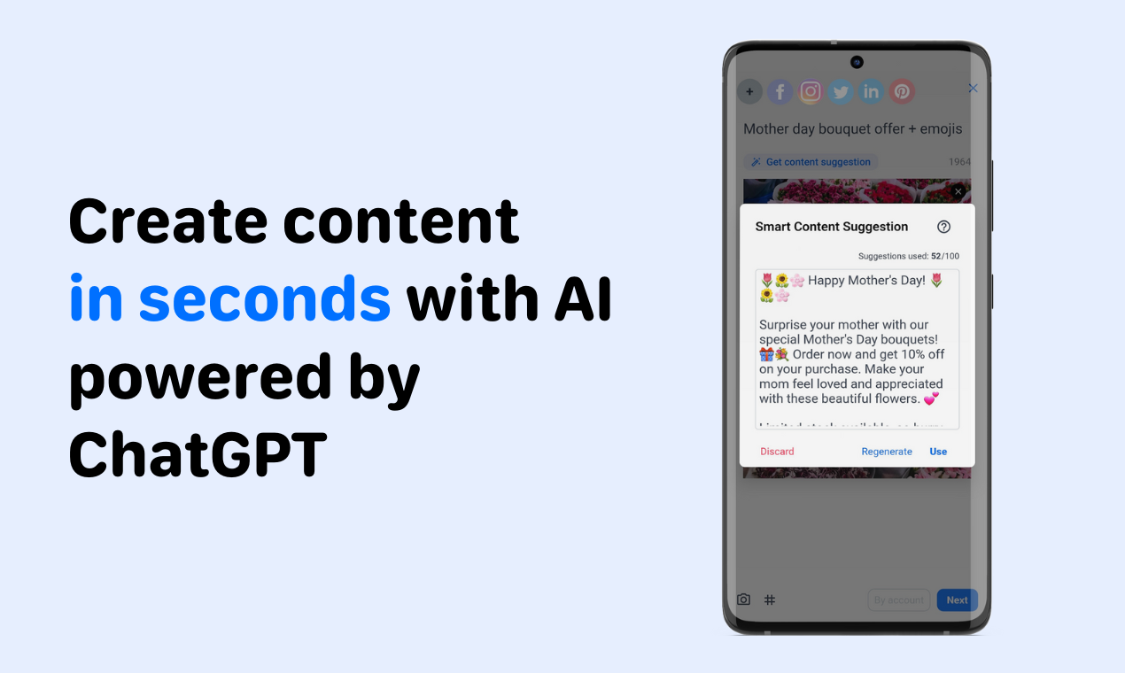 Create content in seconds with smart AI suggestions - powered by ChatGPT